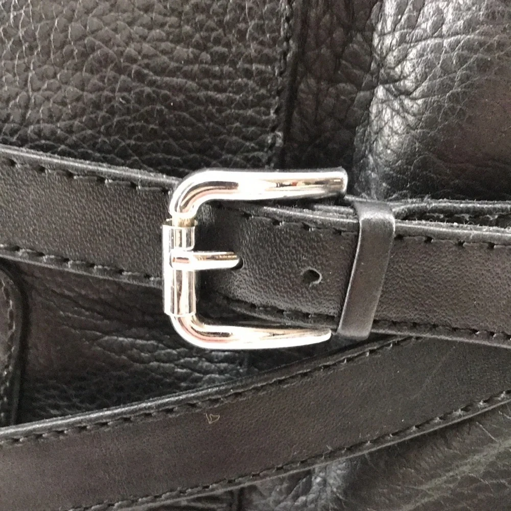 VINCE CAMUTO VC-Gravell Womens Black Ankle Heel Leather Buckle Side-Zip Boots—8M